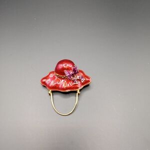 Vintage red hat society pin